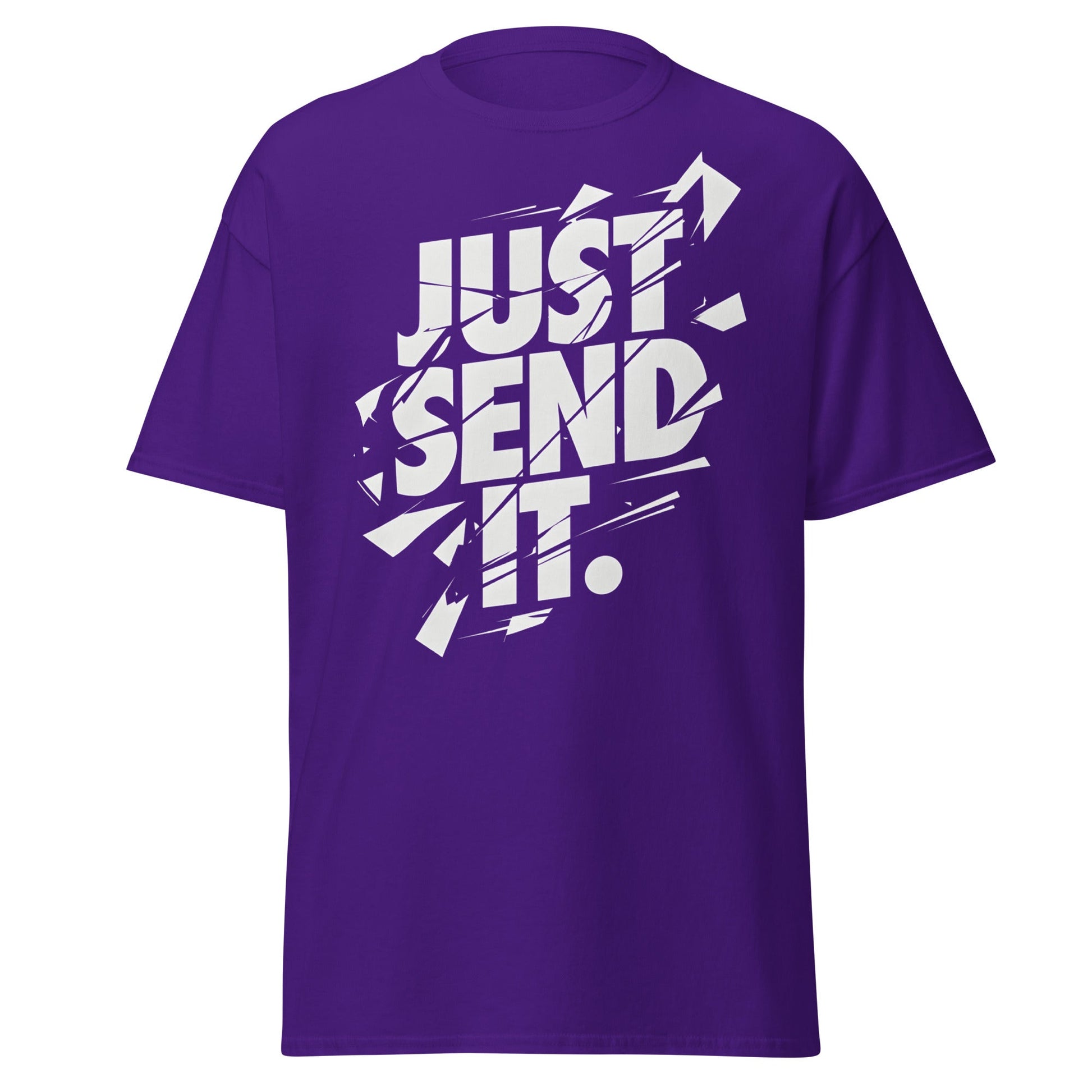 Just Send It T-Shirt | Shattered Typography Graphic Tee - Purple - T-Shirts Online