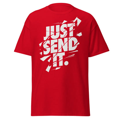 Just Send It T-Shirt | Shattered Typography Graphic Tee - Red - T-Shirts Online