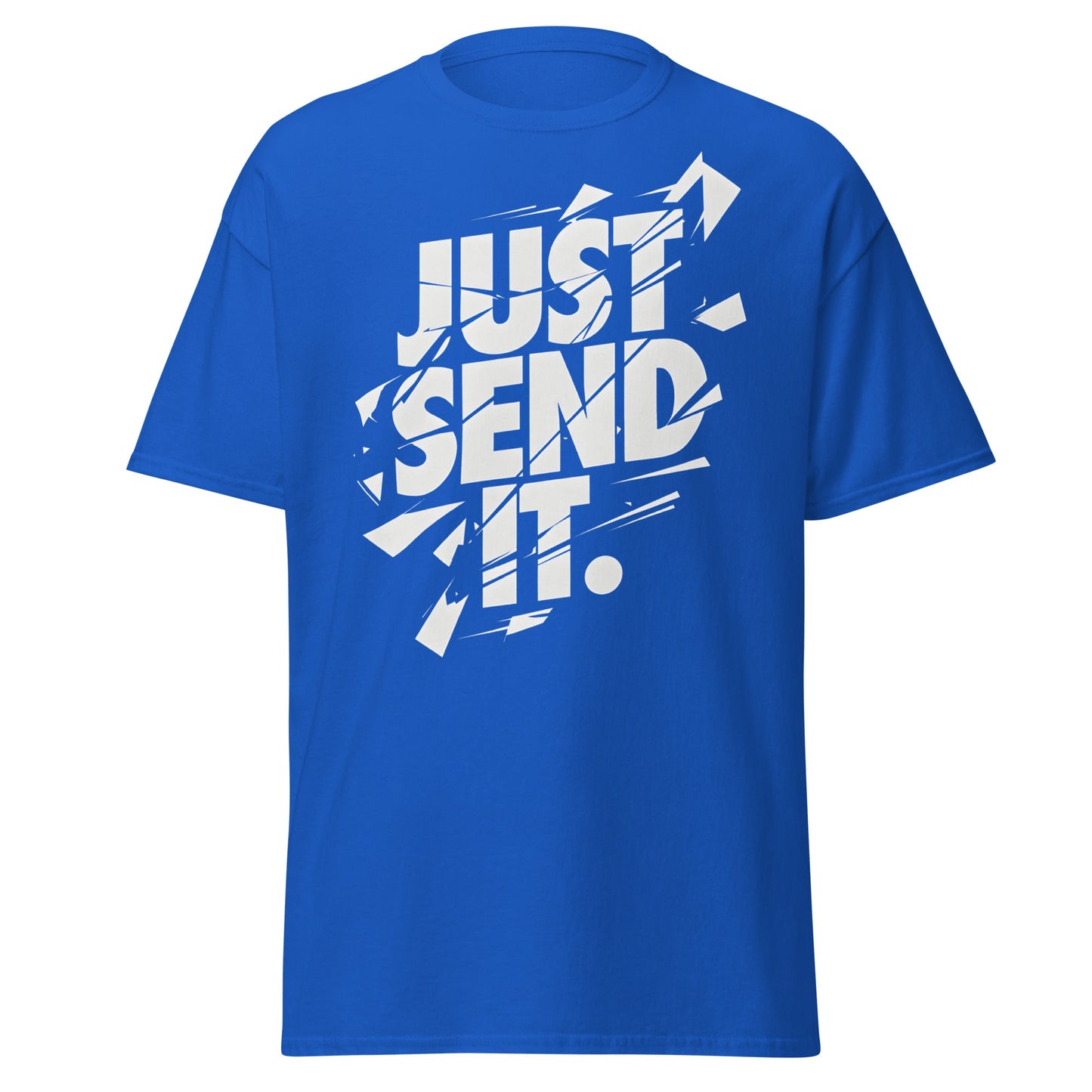 Just Send It T-Shirt | Shattered Typography Graphic Tee - Royal - T-Shirts Online