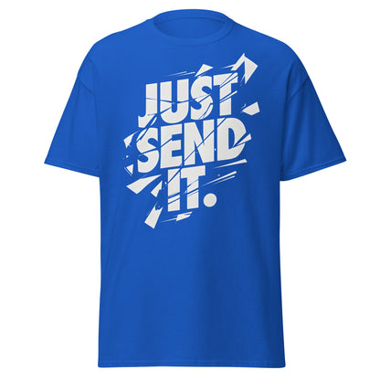 Just Send It T-Shirt | Shattered Typography Graphic Tee - Royal - T-Shirts Online