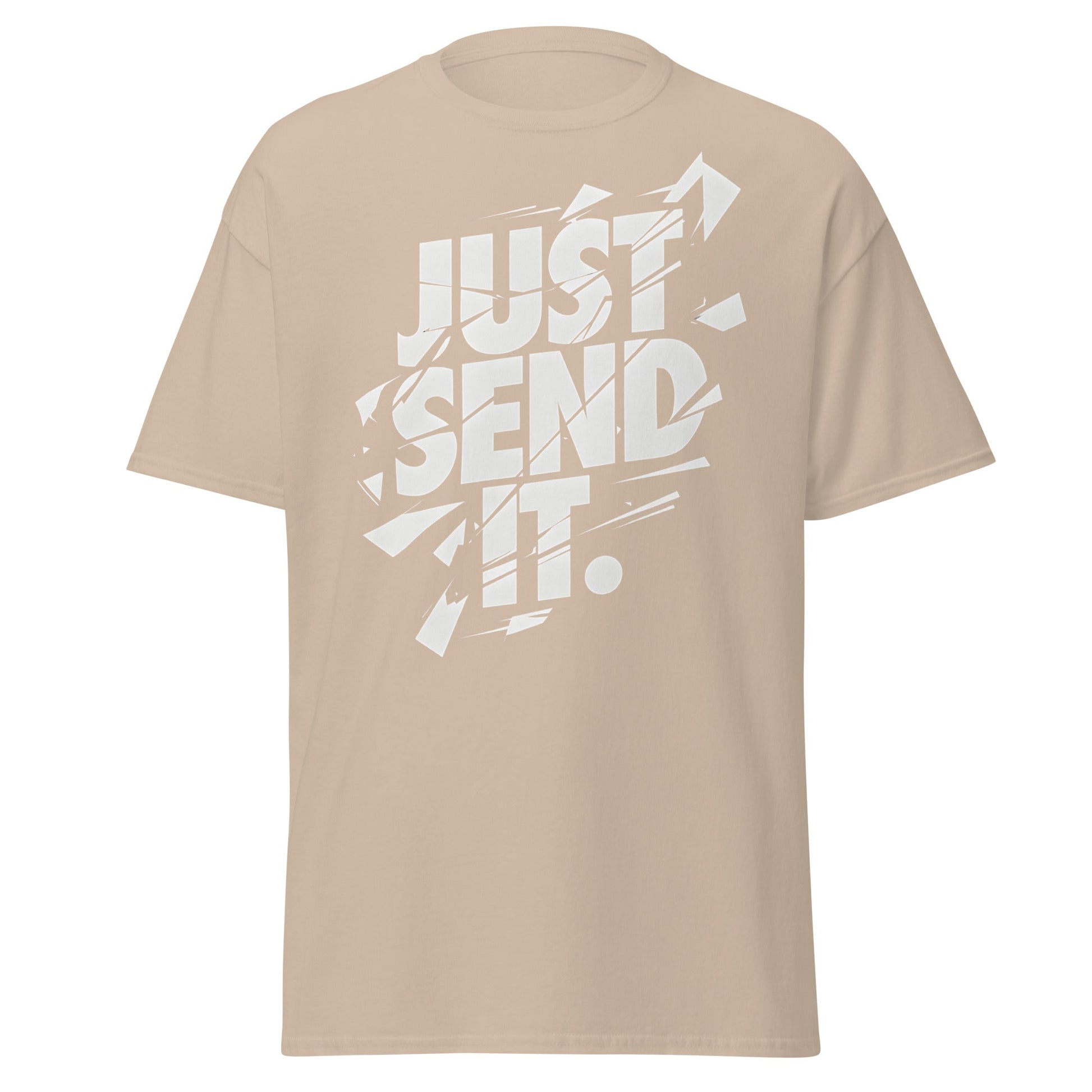 Just Send It T-Shirt | Shattered Typography Graphic Tee - Sand - T-Shirts Online