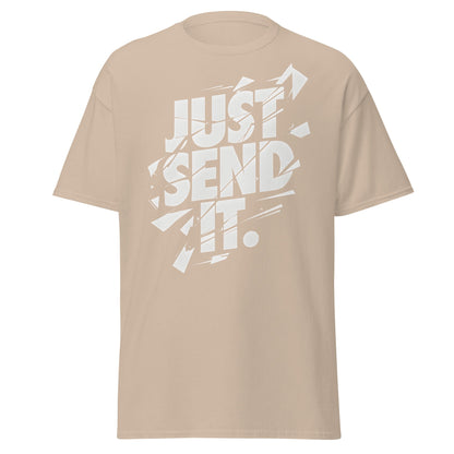Just Send It T-Shirt | Shattered Typography Graphic Tee - Sand - T-Shirts Online