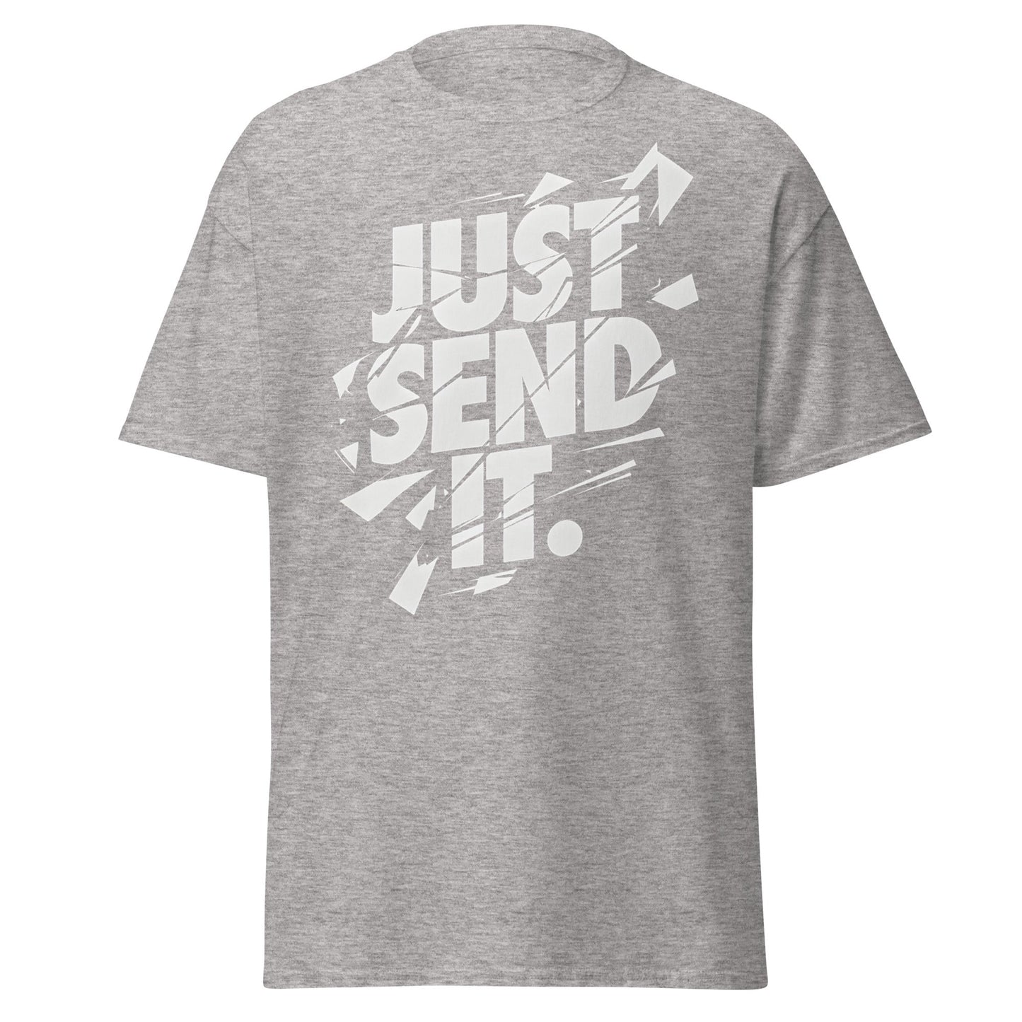 Just Send It T-Shirt | Shattered Typography Graphic Tee - Sport Grey - T-Shirts Online