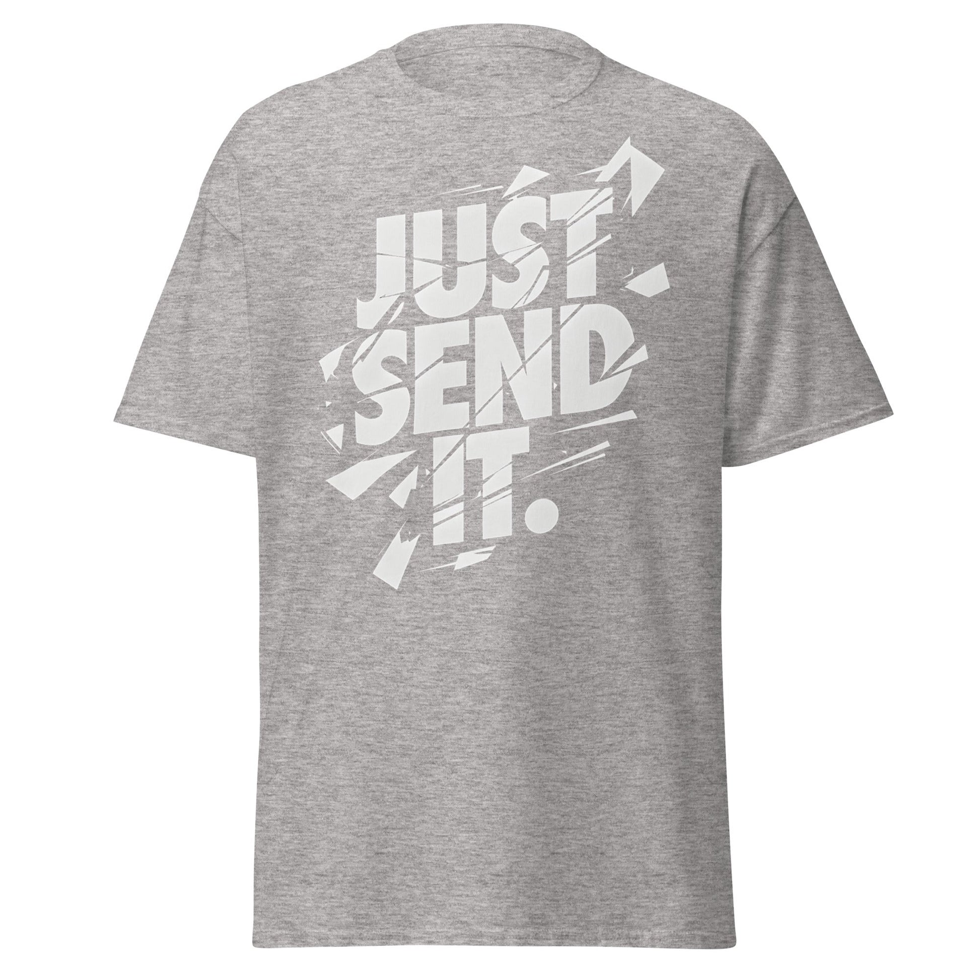 Just Send It T-Shirt | Shattered Typography Graphic Tee - Sport Grey - T-Shirts Online
