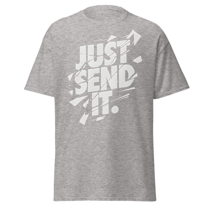 Just Send It T-Shirt | Shattered Typography Graphic Tee - Sport Grey - T-Shirts Online