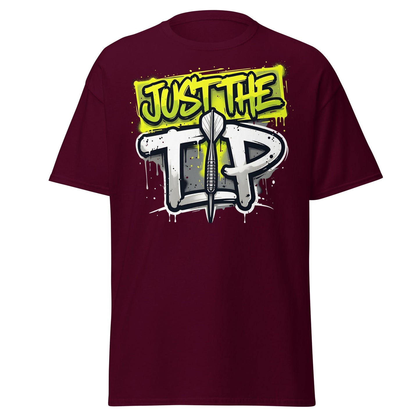 Just The Tip Dart T-Shirt - Funny Graffiti Darting Tee - Maroon - T-Shirts Online