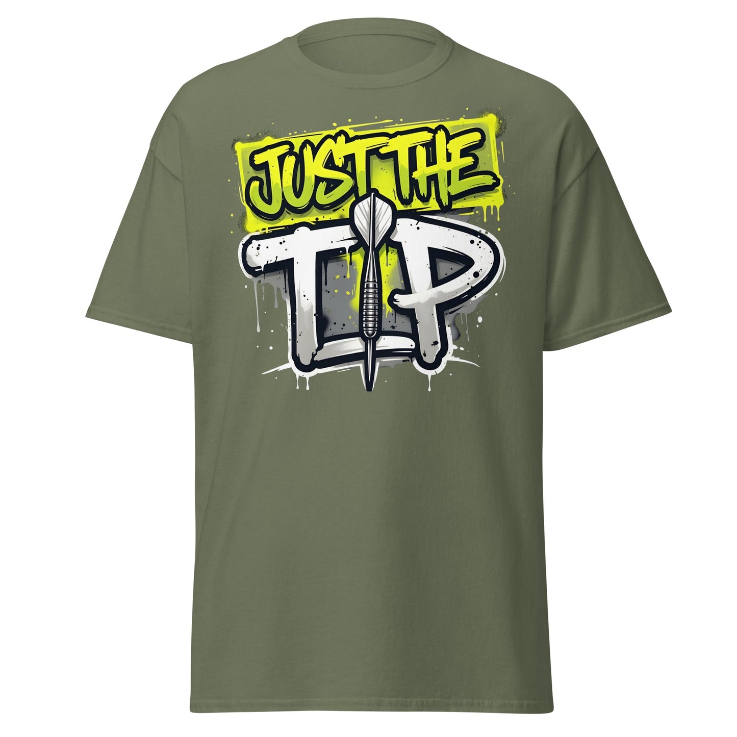 Just The Tip Dart T-Shirt - Funny Graffiti Darting Tee - Military Green - T-Shirts Online