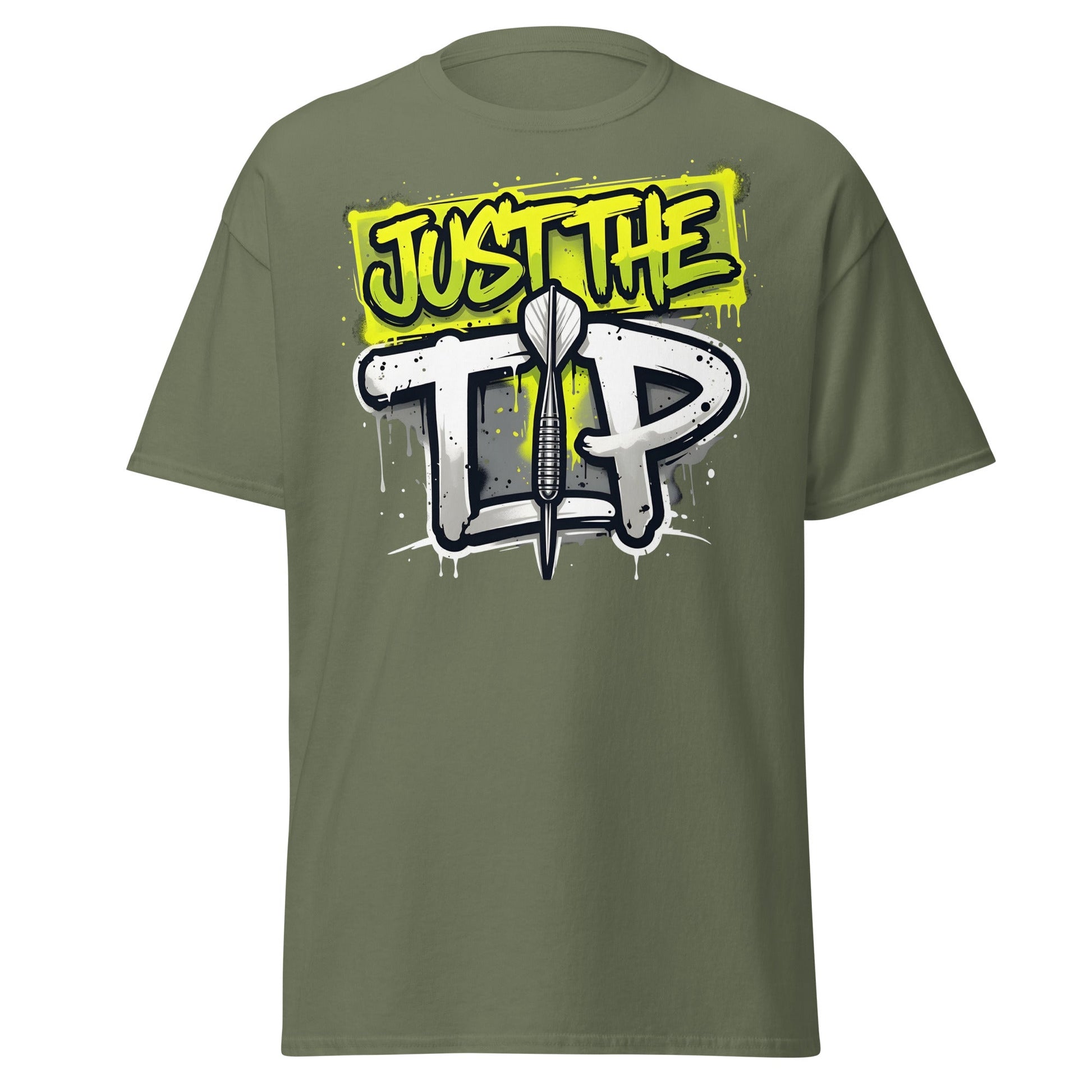 Just The Tip Dart T-Shirt - Funny Graffiti Darting Tee - Military Green - T-Shirts Online