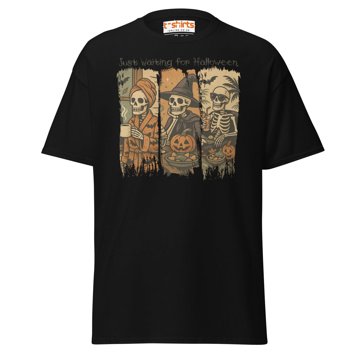 Just Waiting for Halloween Skeleton T-Shirt - Black - T-Shirts Online