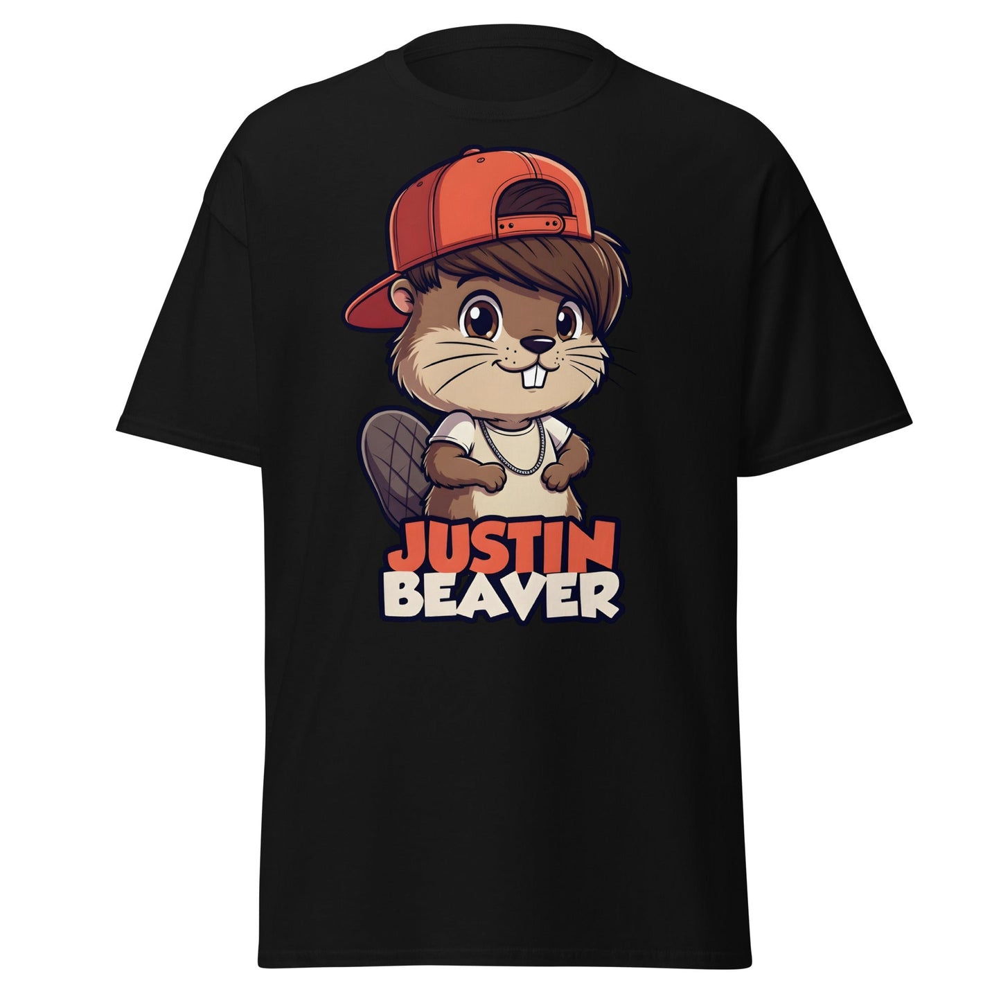Justin Beaver Funny Parody T-Shirt | Cute Pun Graphic Tee - Black - T-Shirts Online