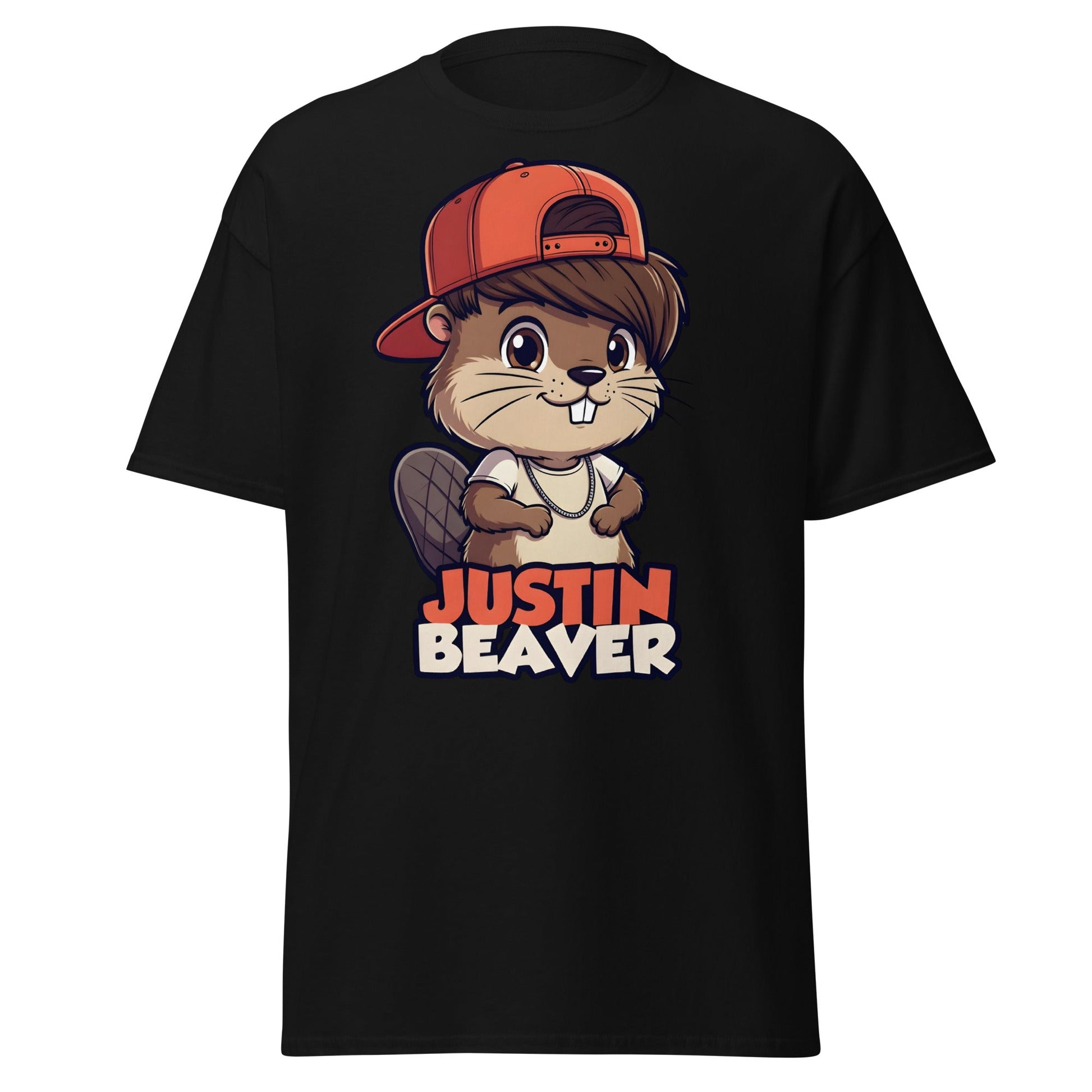 Justin Beaver Funny Parody T-Shirt | Cute Pun Graphic Tee - Black - T-Shirts Online