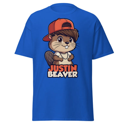 Justin Beaver Funny Parody T-Shirt | Cute Pun Graphic Tee - Royal - T-Shirts Online