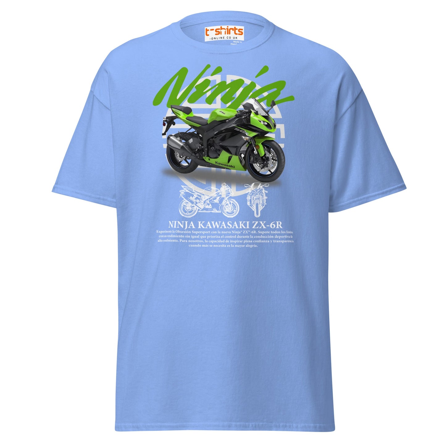 Kawasaki Ninja ZX - 6R T-Shirt | Supersport Rider Tee - Carolina Blue - T-Shirts Online