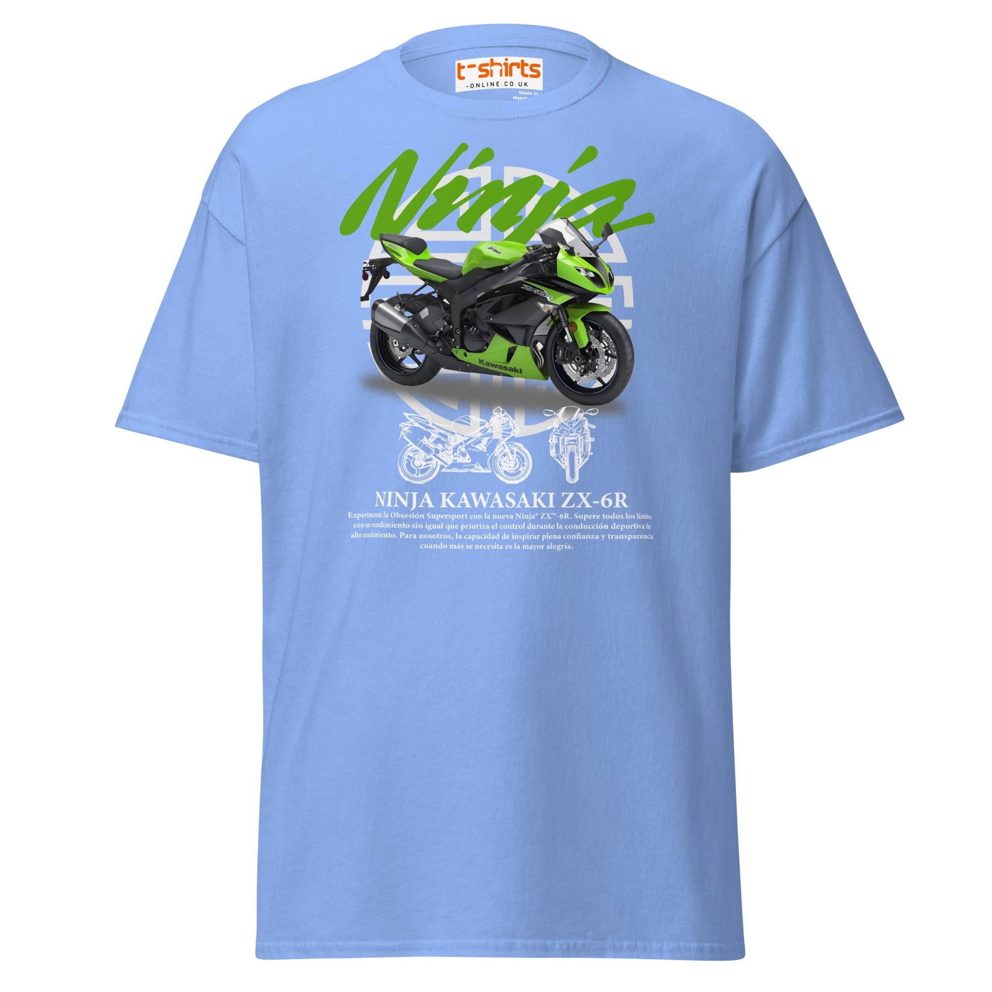 Kawasaki Ninja ZX - 6R T-Shirt | Supersport Rider Tee - Carolina Blue - T-Shirts Online