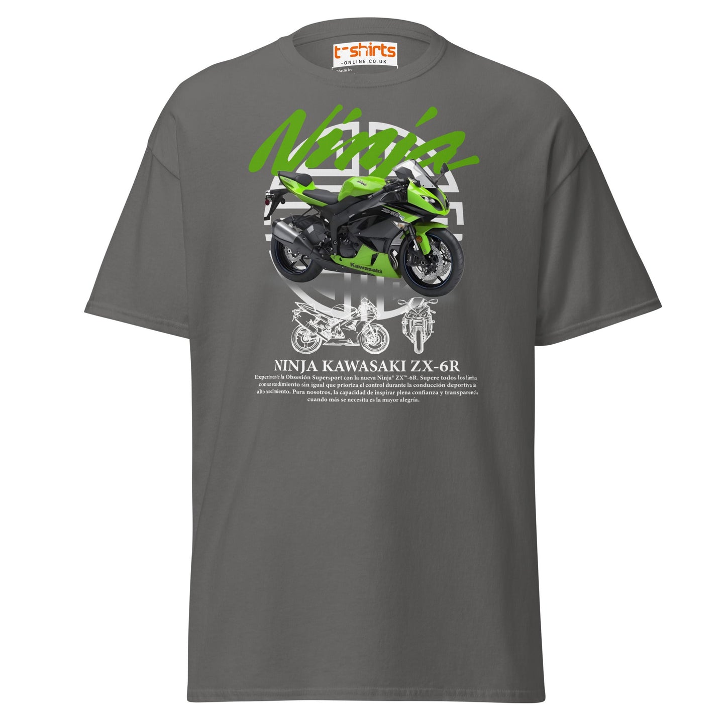 Kawasaki Ninja ZX - 6R T-Shirt | Supersport Rider Tee - Charcoal - T-Shirts Online