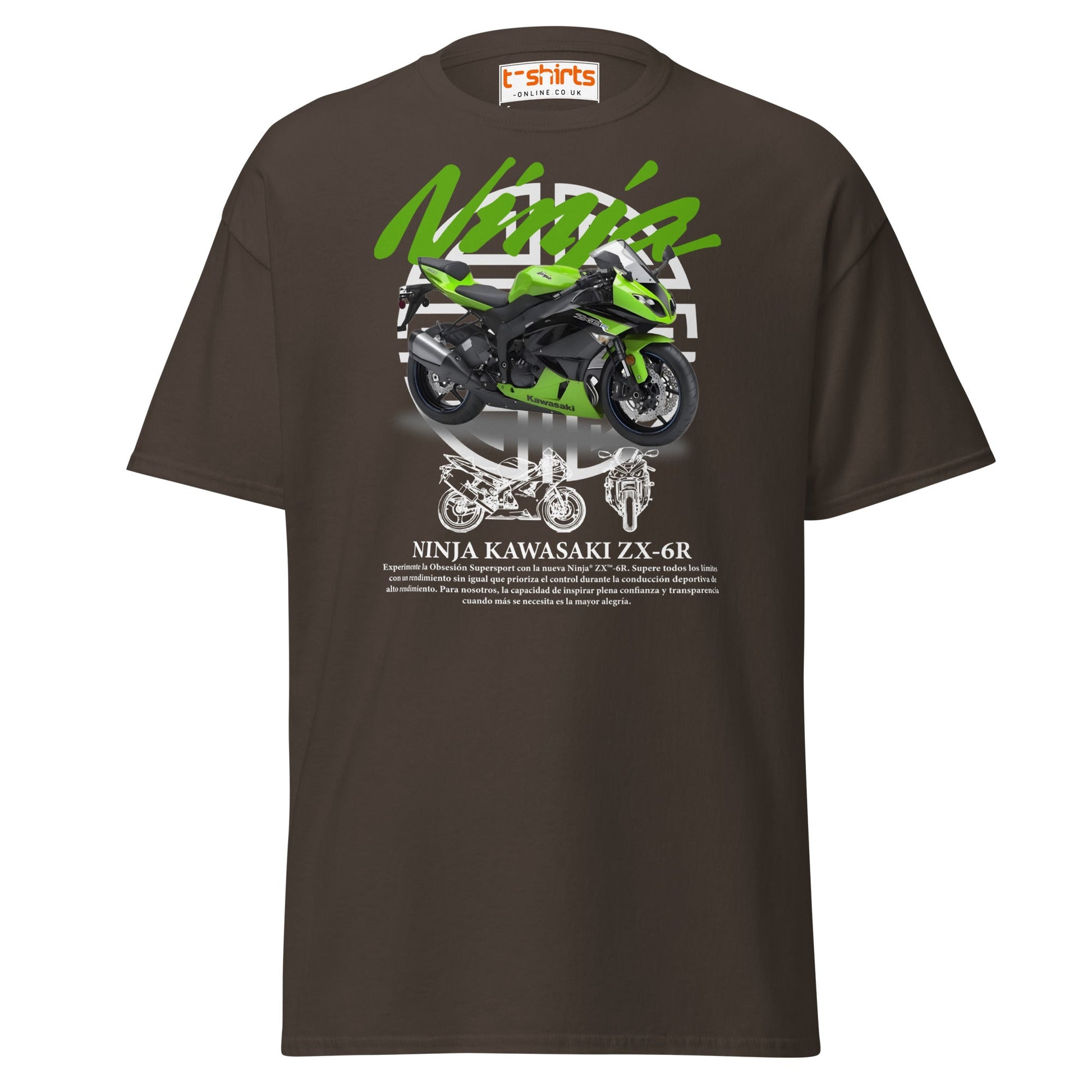 Kawasaki Ninja ZX - 6R T-Shirt | Supersport Rider Tee - Dark Chocolate - T-Shirts Online