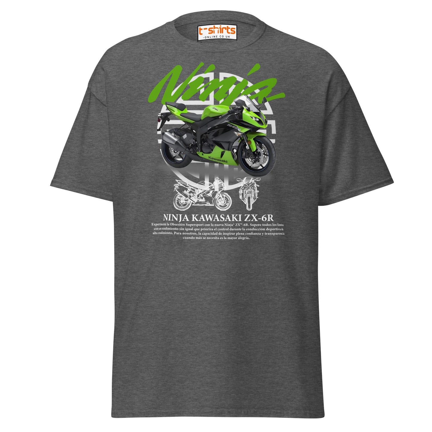 Kawasaki Ninja ZX - 6R T-Shirt | Supersport Rider Tee - Dark Heather - T-Shirts Online
