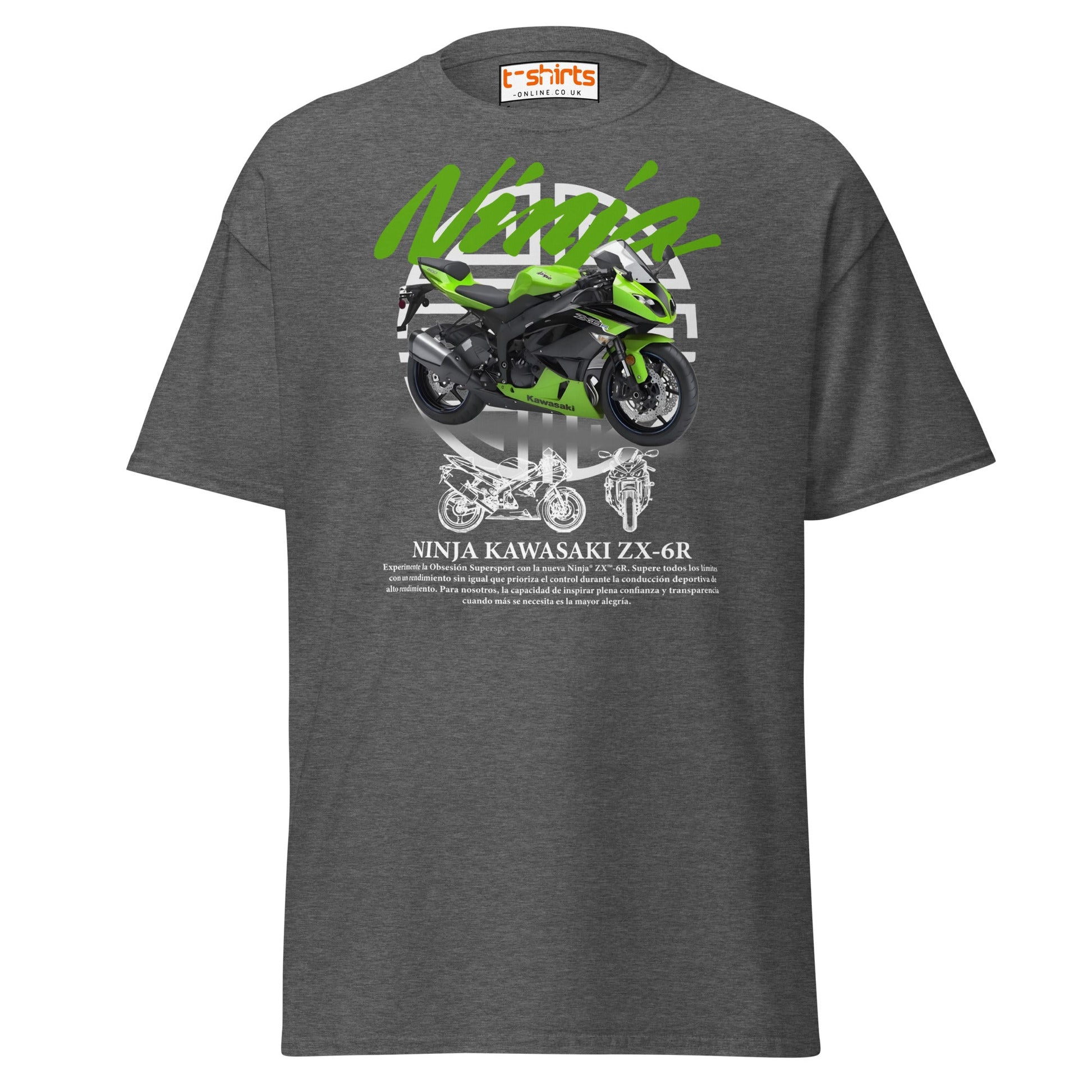 Kawasaki Ninja ZX - 6R T-Shirt | Supersport Rider Tee - Dark Heather - T-Shirts Online