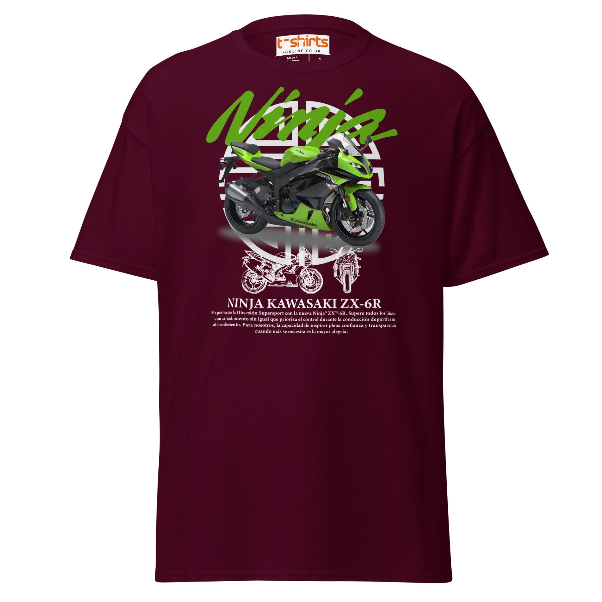 Kawasaki Ninja ZX - 6R T-Shirt | Supersport Rider Tee - Maroon - T-Shirts Online