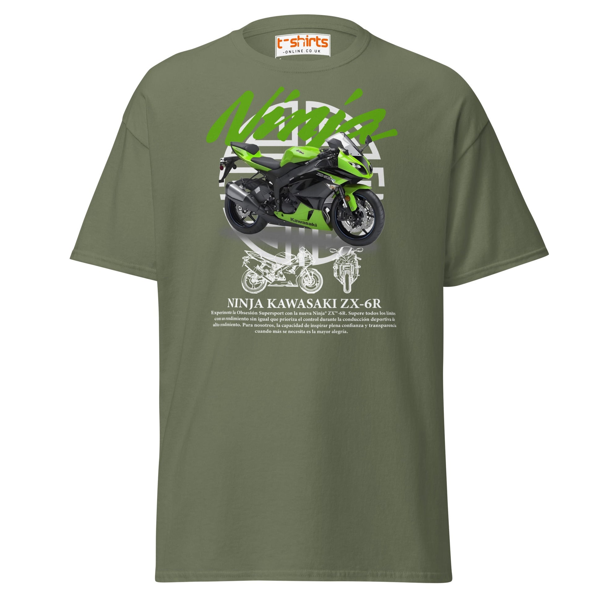 Kawasaki Ninja ZX - 6R T-Shirt | Supersport Rider Tee - Military Green - T-Shirts Online
