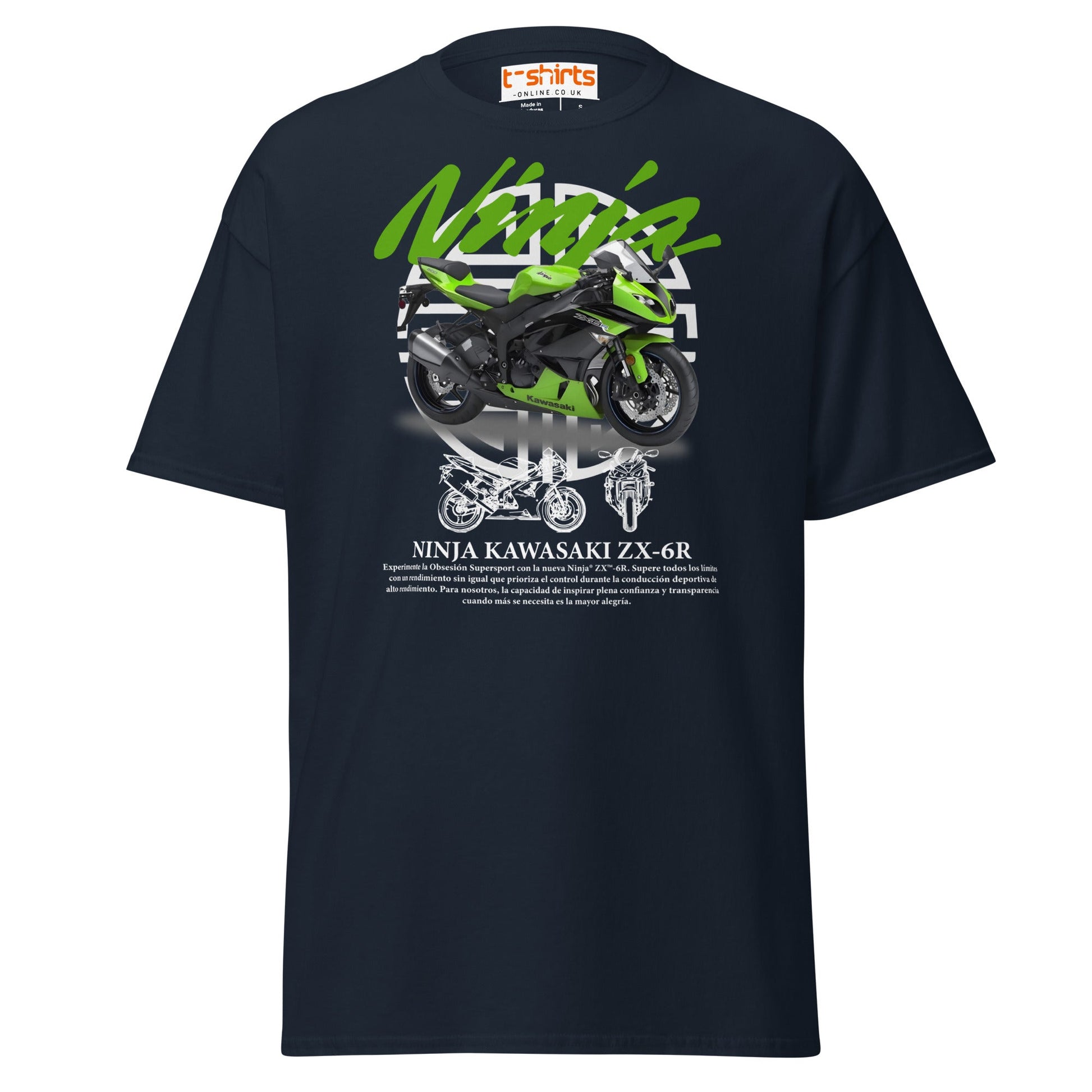 Kawasaki Ninja ZX - 6R T-Shirt | Supersport Rider Tee - Navy - T-Shirts Online
