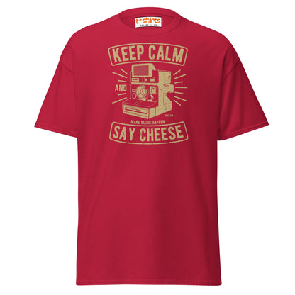 Keep Calm Say Cheese T-Shirt | Vintage Camera Tee - Cardinal - T-Shirts Online