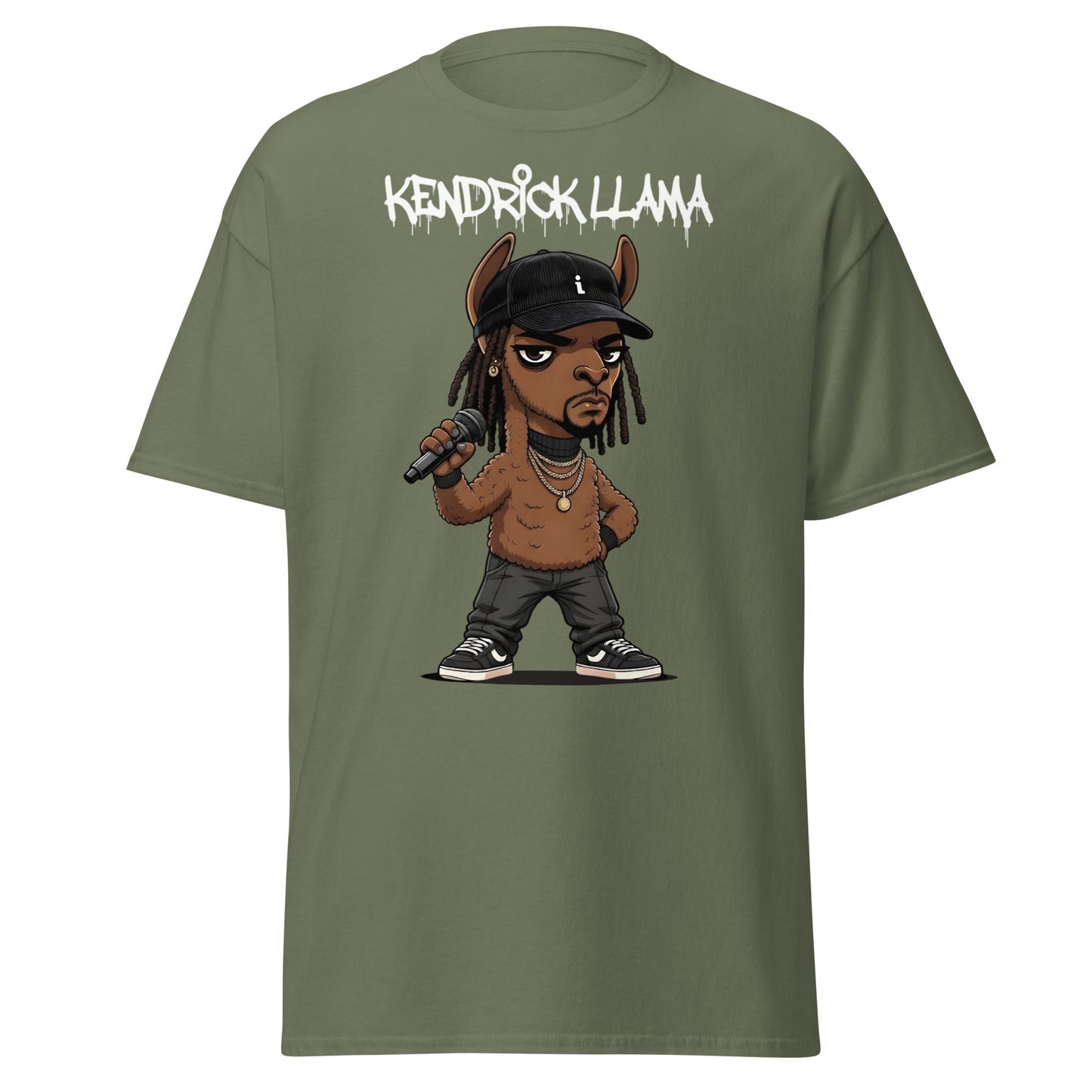 Kendrick Llama Funny Hip Hop Parody T-Shirt - Military Green - T-Shirts Online