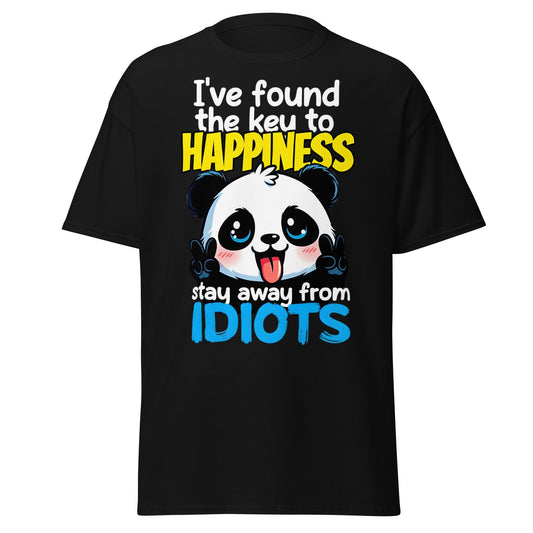 Key to Happiness Panda T-Shirt | Funny Sarcastic Tee - Black - T-Shirts Online