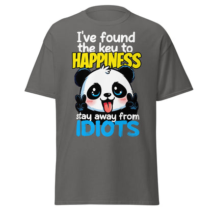 Key to Happiness Panda T-Shirt | Funny Sarcastic Tee - Charcoal - T-Shirts Online