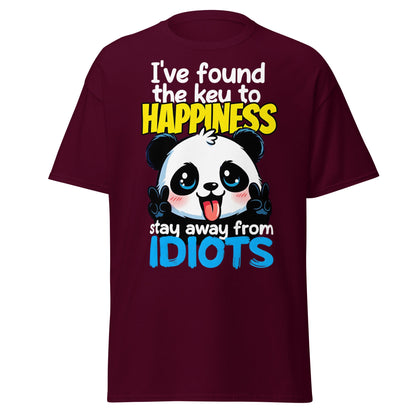 Key to Happiness Panda T-Shirt | Funny Sarcastic Tee - Maroon - T-Shirts Online