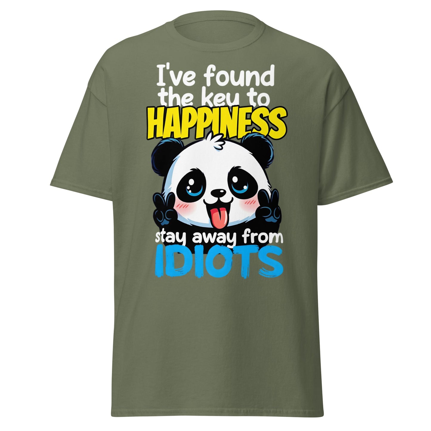 Key to Happiness Panda T-Shirt | Funny Sarcastic Tee - Military Green - T-Shirts Online