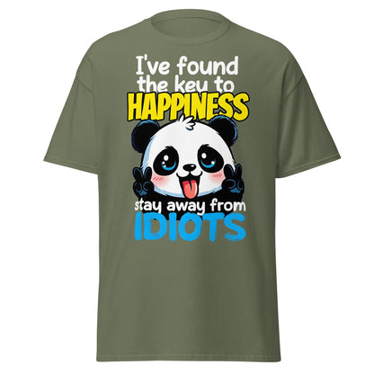 Key to Happiness Panda T-Shirt | Funny Sarcastic Tee - Military Green - T-Shirts Online