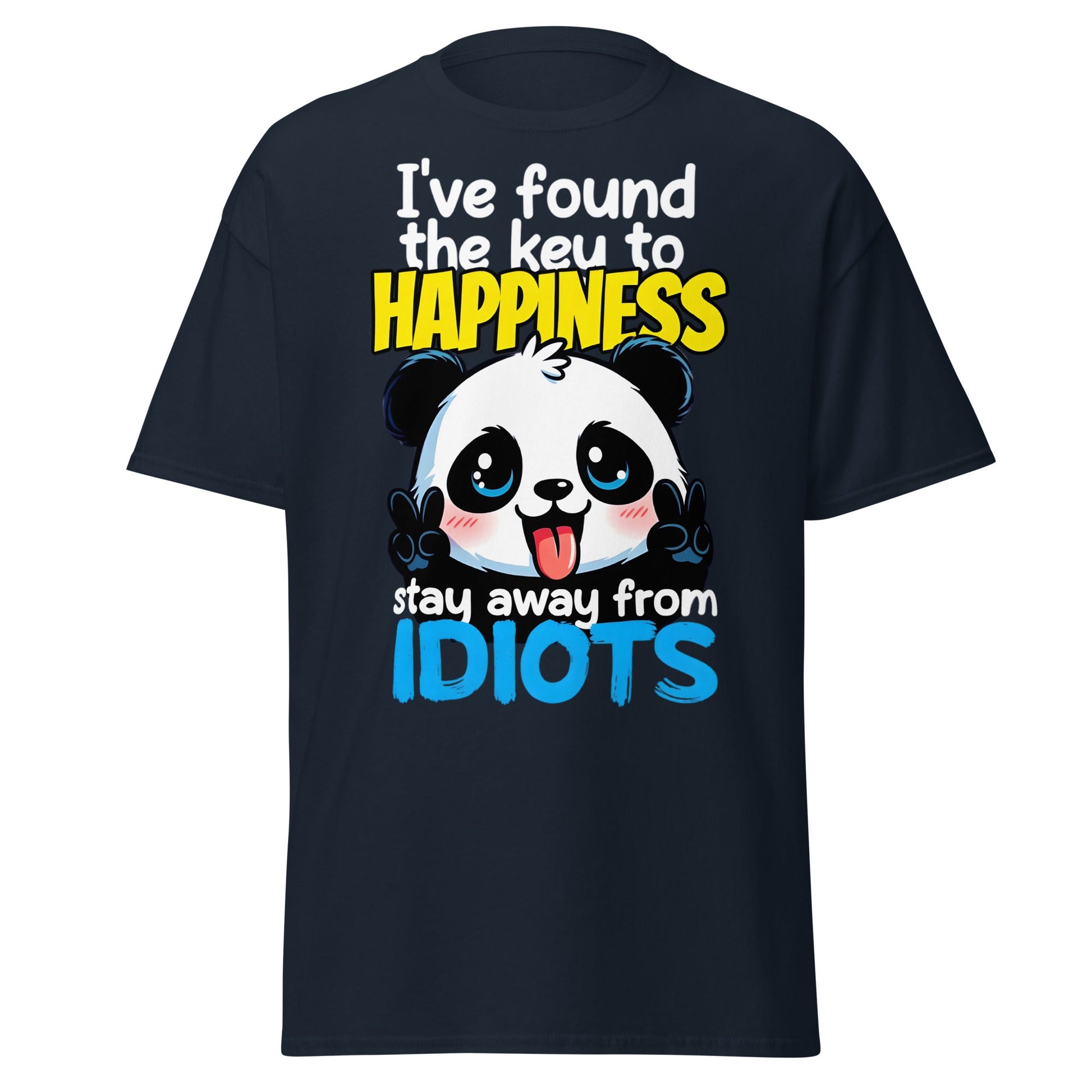 Key to Happiness Panda T-Shirt | Funny Sarcastic Tee - Navy - T-Shirts Online
