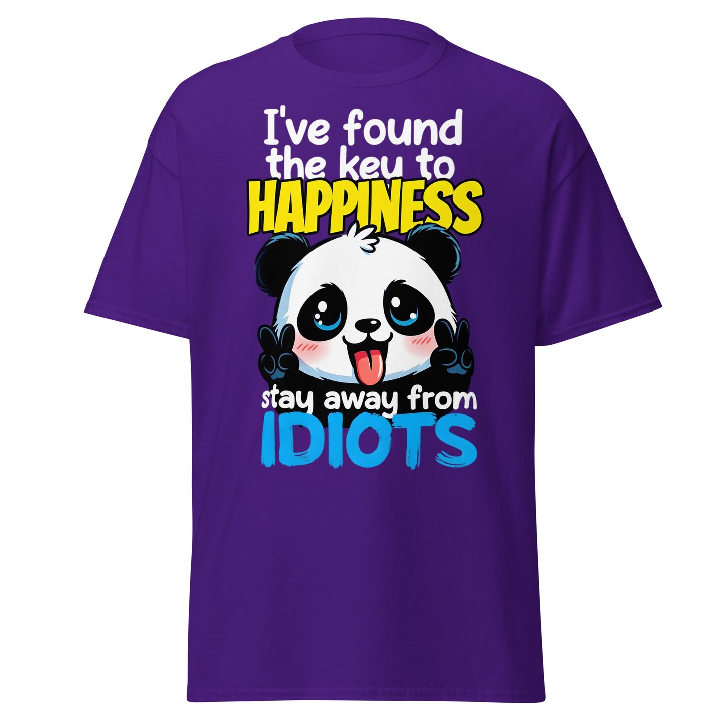 Key to Happiness Panda T-Shirt | Funny Sarcastic Tee - Purple - T-Shirts Online