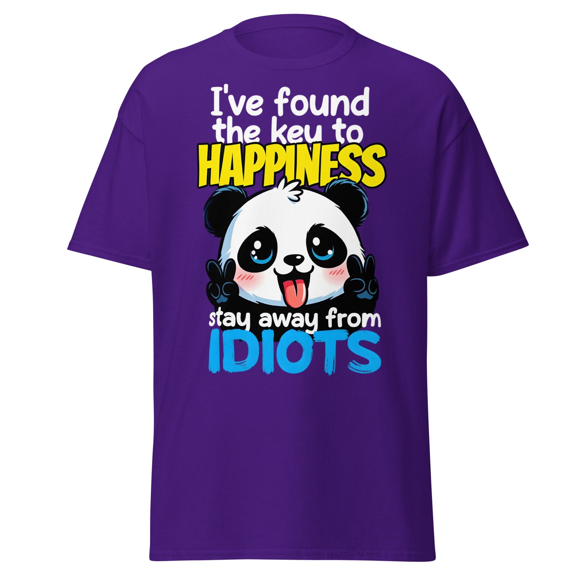 Key to Happiness Panda T-Shirt | Funny Sarcastic Tee - Purple - T-Shirts Online