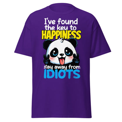 Key to Happiness Panda T-Shirt | Funny Sarcastic Tee - Purple - T-Shirts Online