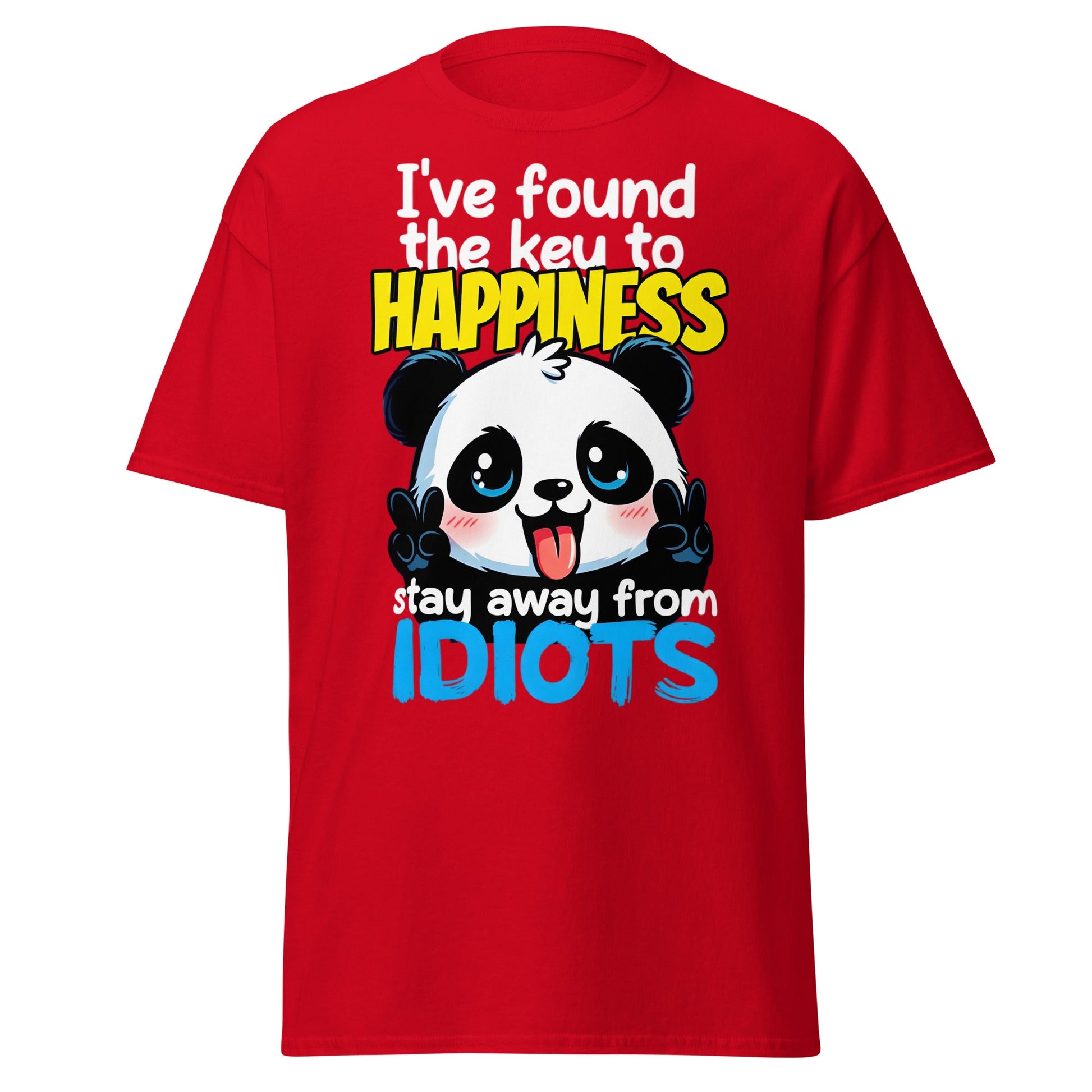 Key to Happiness Panda T-Shirt | Funny Sarcastic Tee - Red - T-Shirts Online