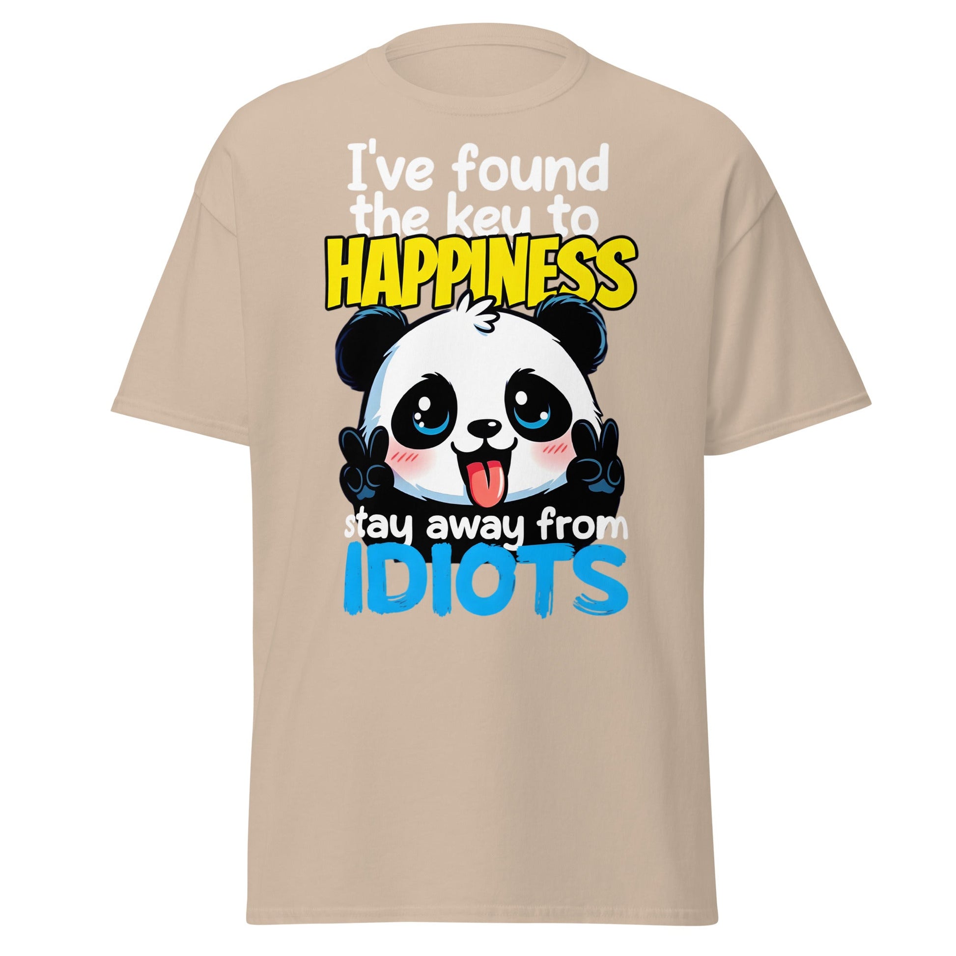 Key to Happiness Panda T-Shirt | Funny Sarcastic Tee - Sand - T-Shirts Online