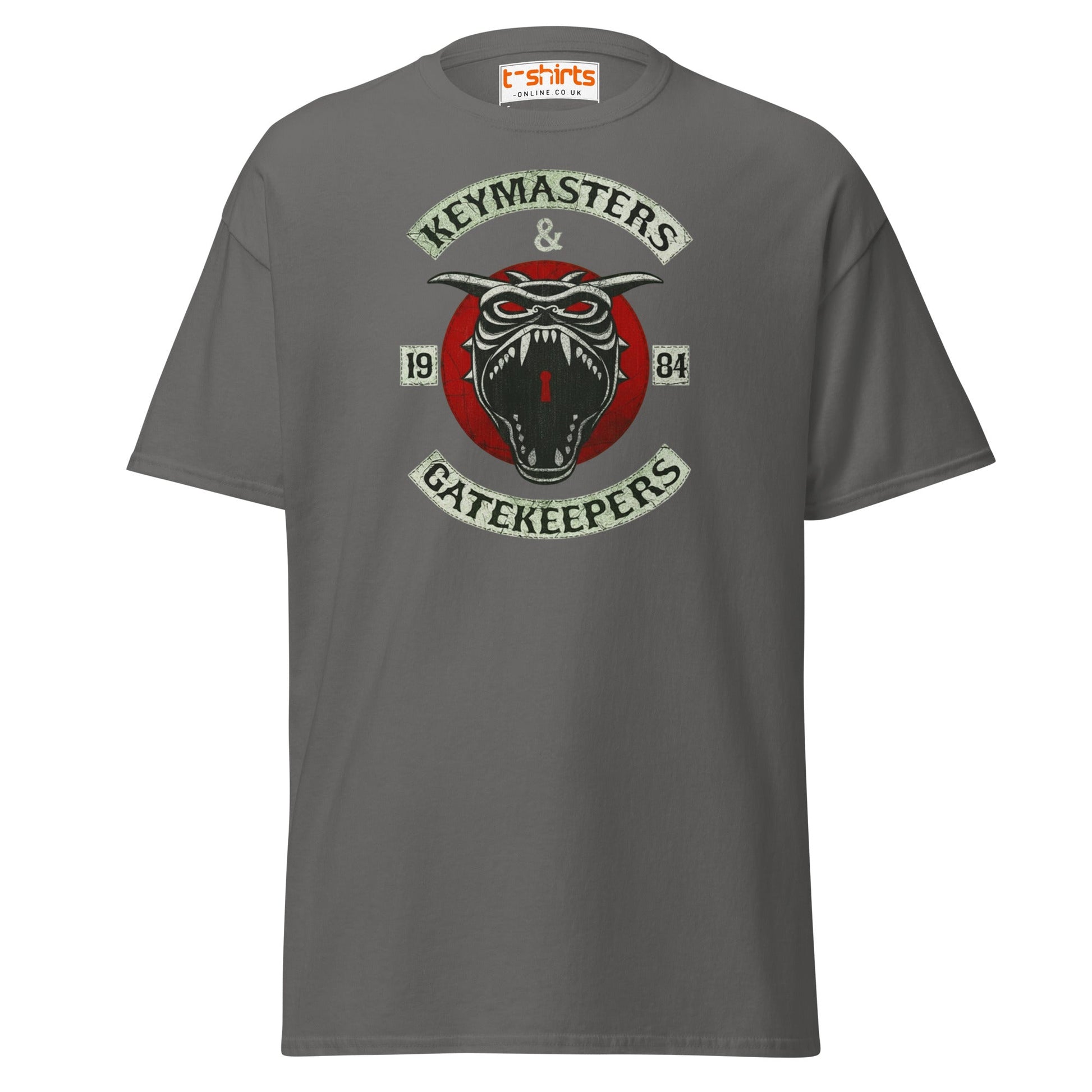 Keymasters & Gatekeepers T-Shirt | Retro 1984 Tee - Charcoal - T-Shirts Online