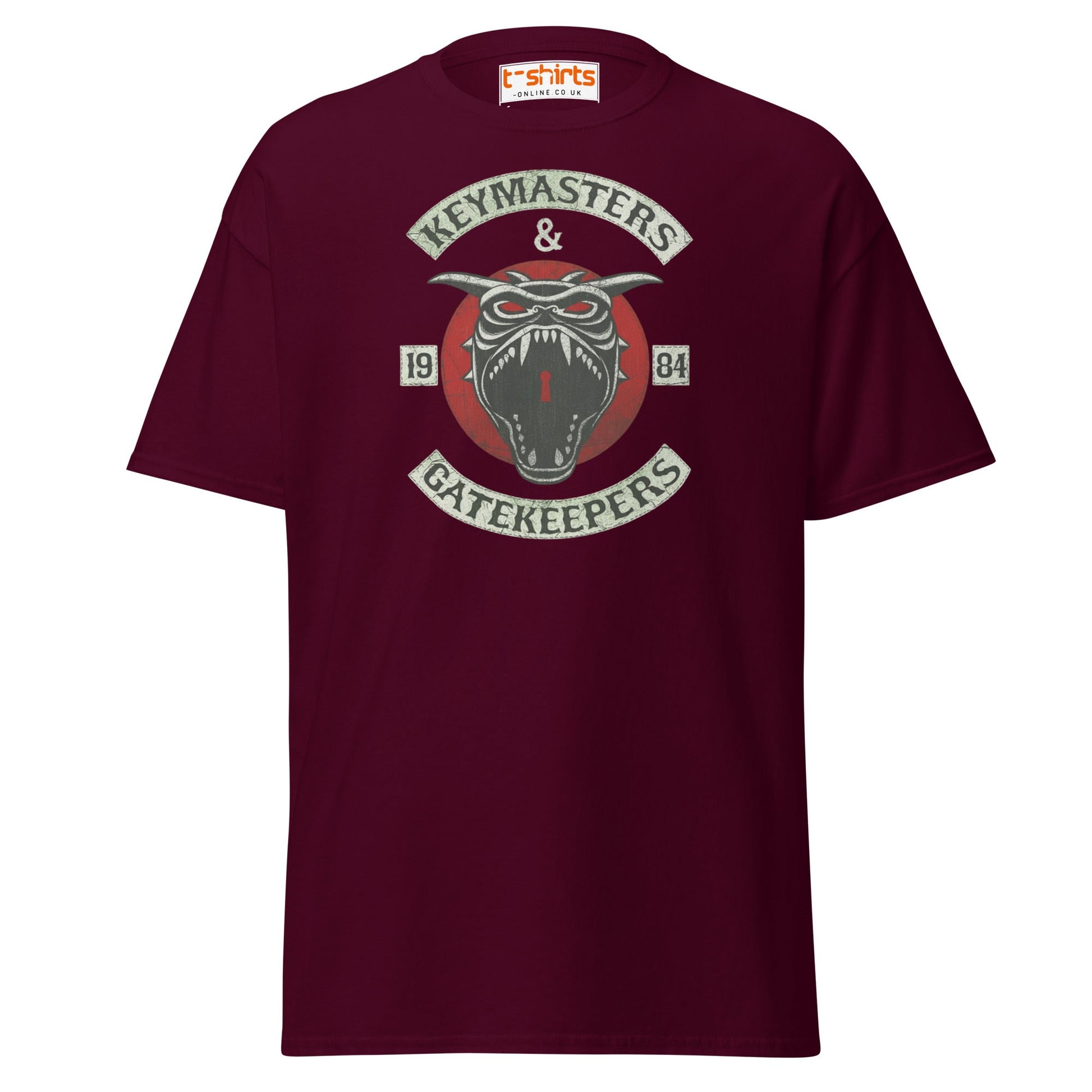 Keymasters & Gatekeepers T-Shirt | Retro 1984 Tee - Maroon - T-Shirts Online