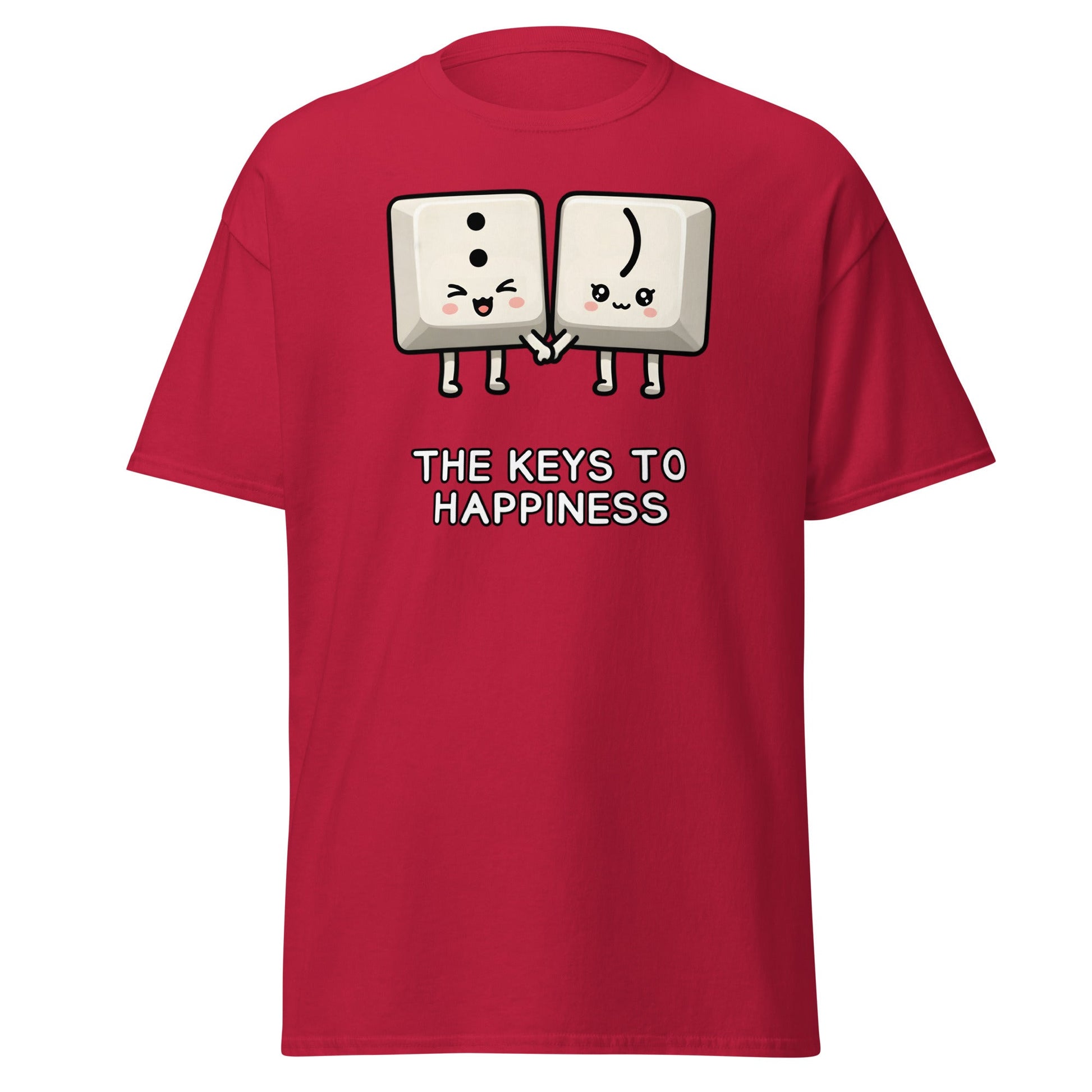 Keys to Happiness T-Shirt | Cute Smiley Face Keyboard Tee - Cardinal - T-Shirts Online
