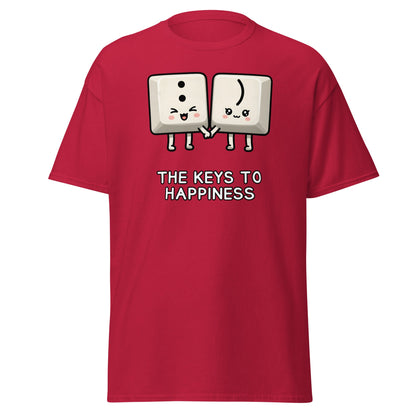 Keys to Happiness T-Shirt | Cute Smiley Face Keyboard Tee - Cardinal - T-Shirts Online