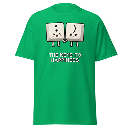 Keys to Happiness T-Shirt | Cute Smiley Face Keyboard Tee - Irish Green - T-Shirts Online