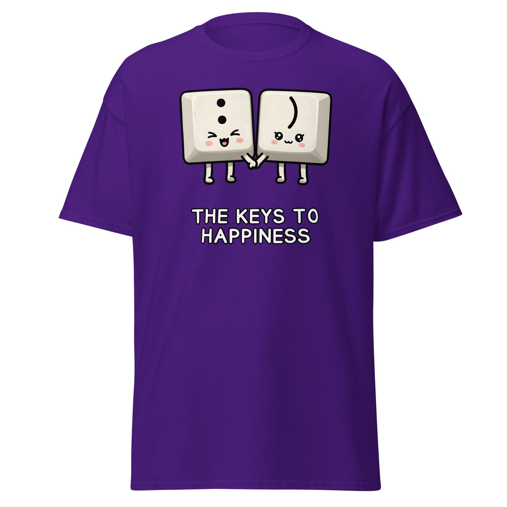Keys to Happiness T-Shirt | Cute Smiley Face Keyboard Tee - Purple - T-Shirts Online
