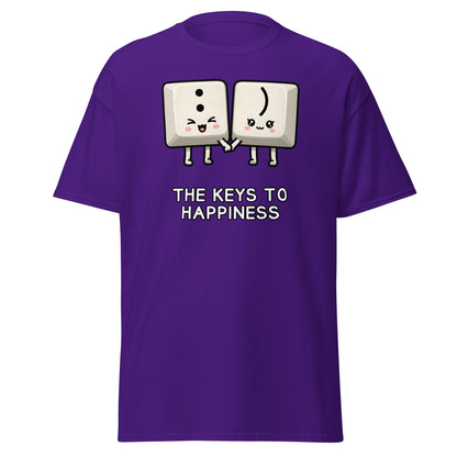 Keys to Happiness T-Shirt | Cute Smiley Face Keyboard Tee - Purple - T-Shirts Online