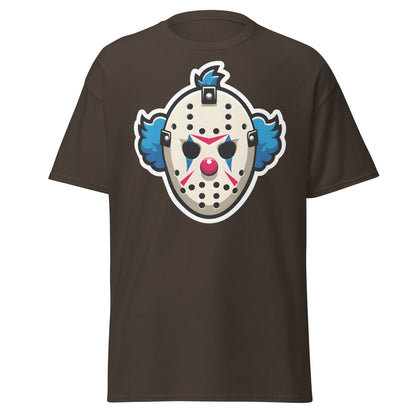 Killer Clown Hockey Mask T-Shirt - Horror Mashup Tee - Dark Chocolate - T-Shirts Online