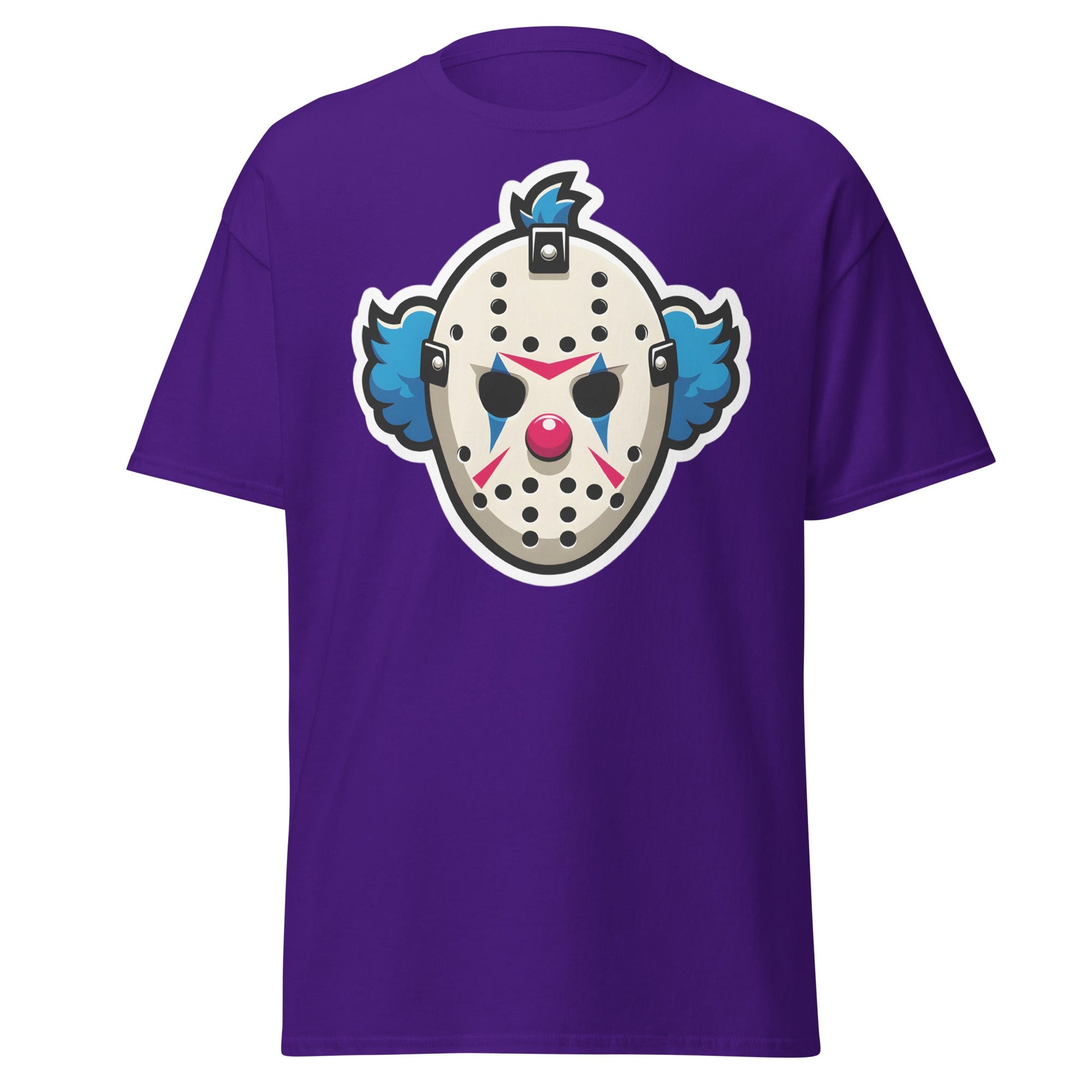 Killer Clown Hockey Mask T-Shirt - Horror Mashup Tee - Purple - T-Shirts Online