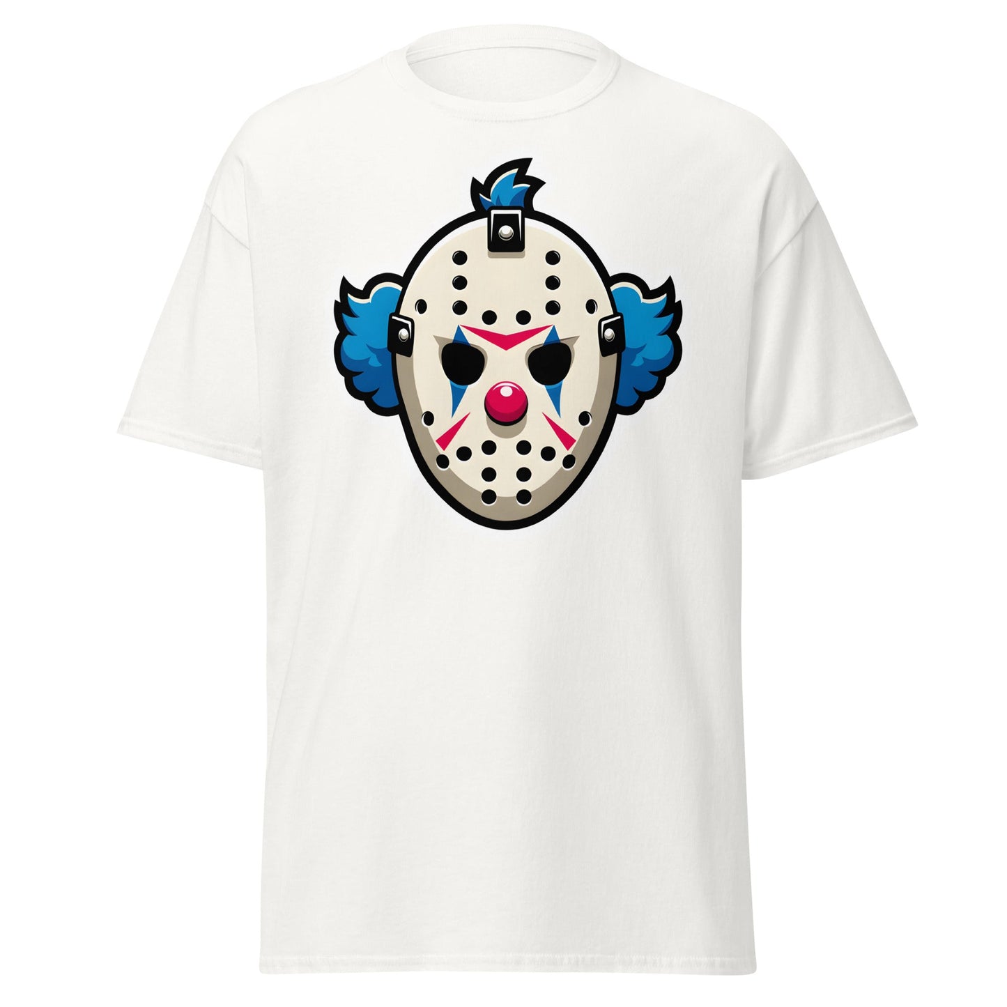 Killer Clown Hockey Mask T-Shirt - Horror Mashup Tee - White - T-Shirts Online