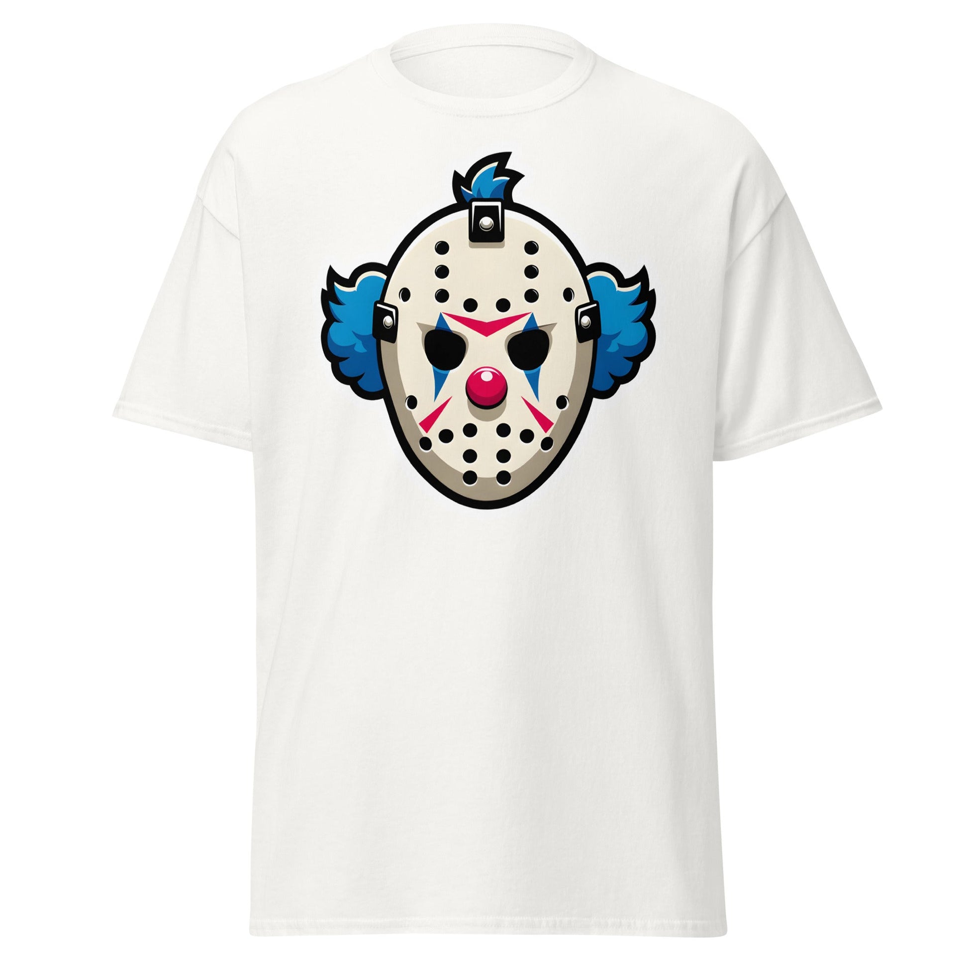 Killer Clown Hockey Mask T-Shirt - Horror Mashup Tee - White - T-Shirts Online