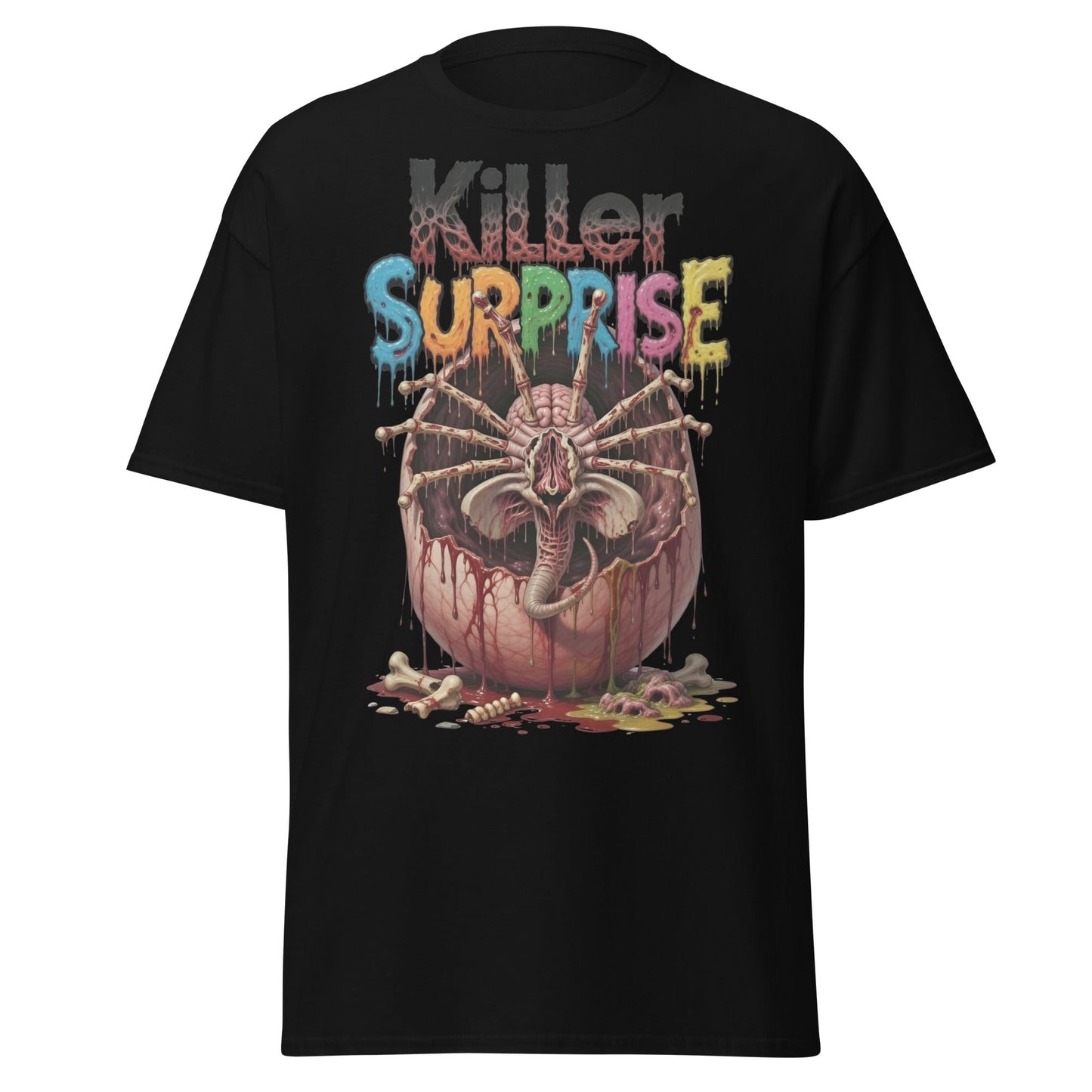 Killer Surprise Alien Horror T-Shirt | Gory Sci - Fi Tee - Black - T-Shirts Online